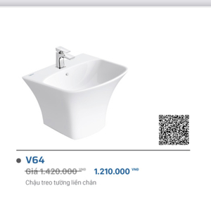 Lavabo liền chân Viglacera V64